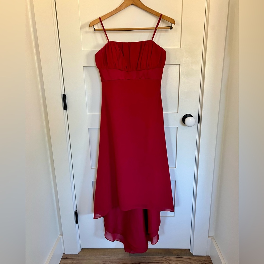 Alfred Angelo Red Spaghetti-Strap or Strapless Formal High-Low Dress